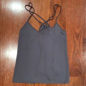 Straps loose v neck gray blouse